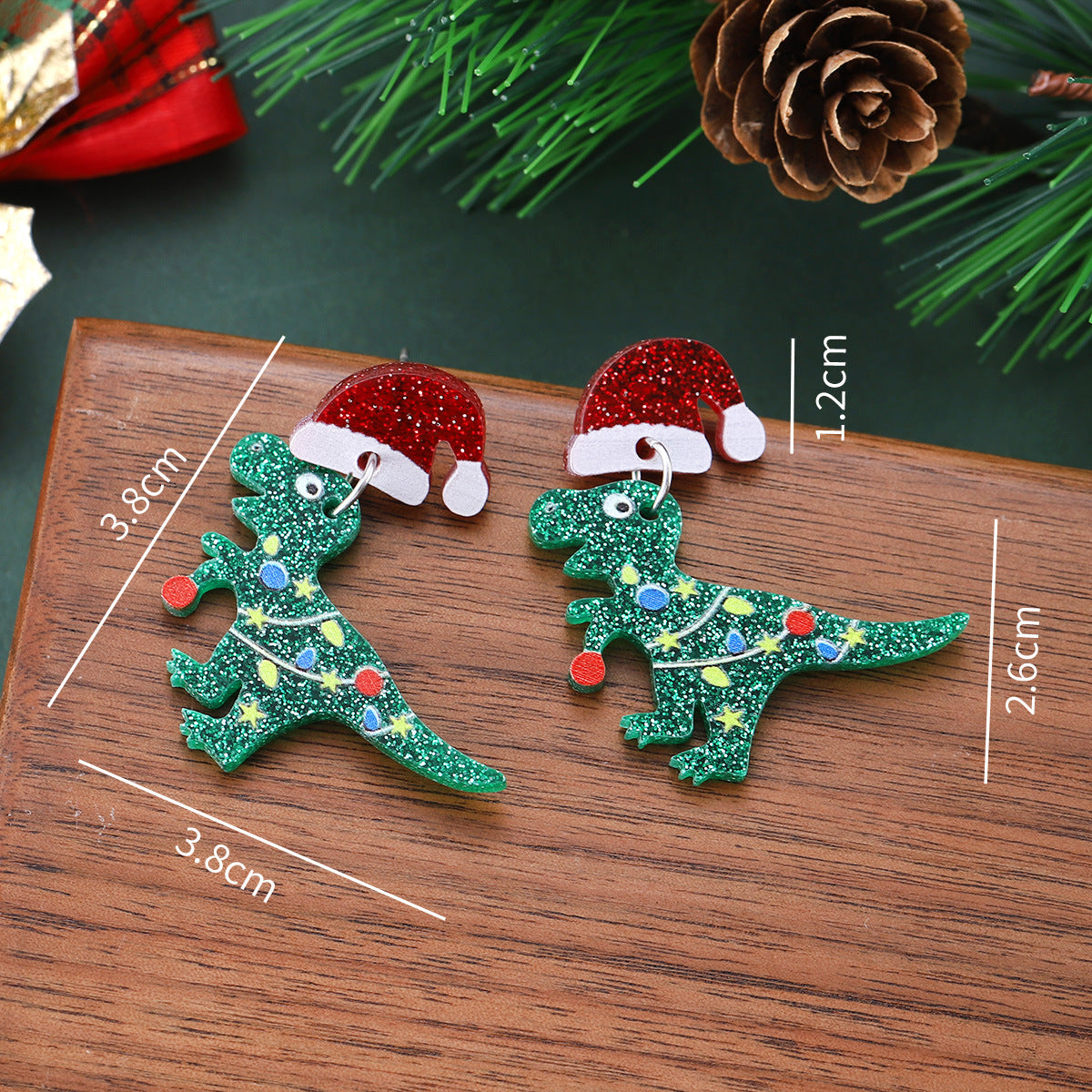 Wholesale  Christmas Hat Lantern Dinosaur Sequins Pendant Earrings