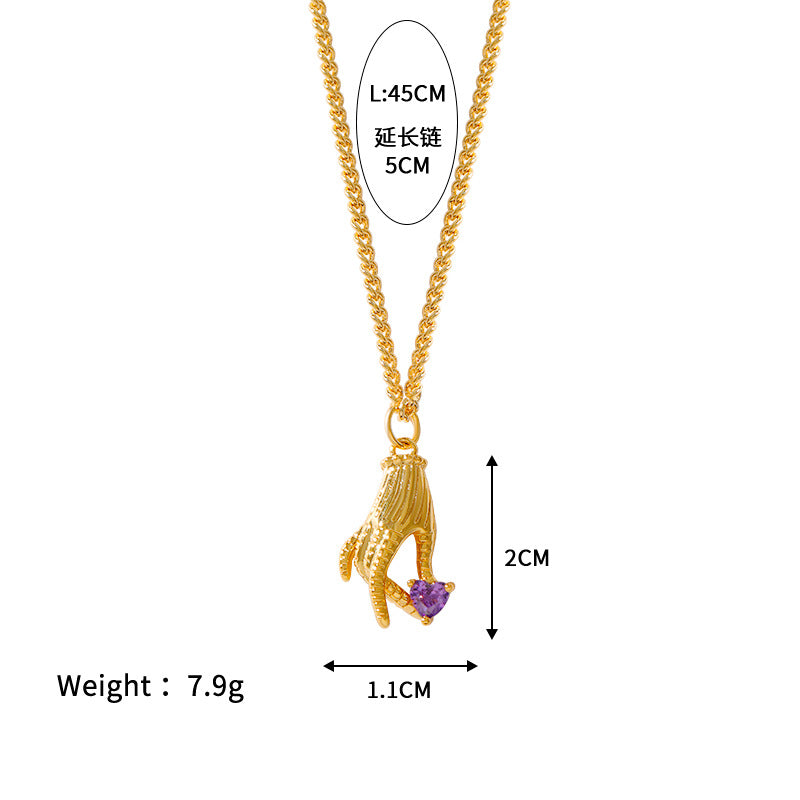 Wholesale Stainless steel gesture LOVE copper plated 18k micro set zircon clavicle chain