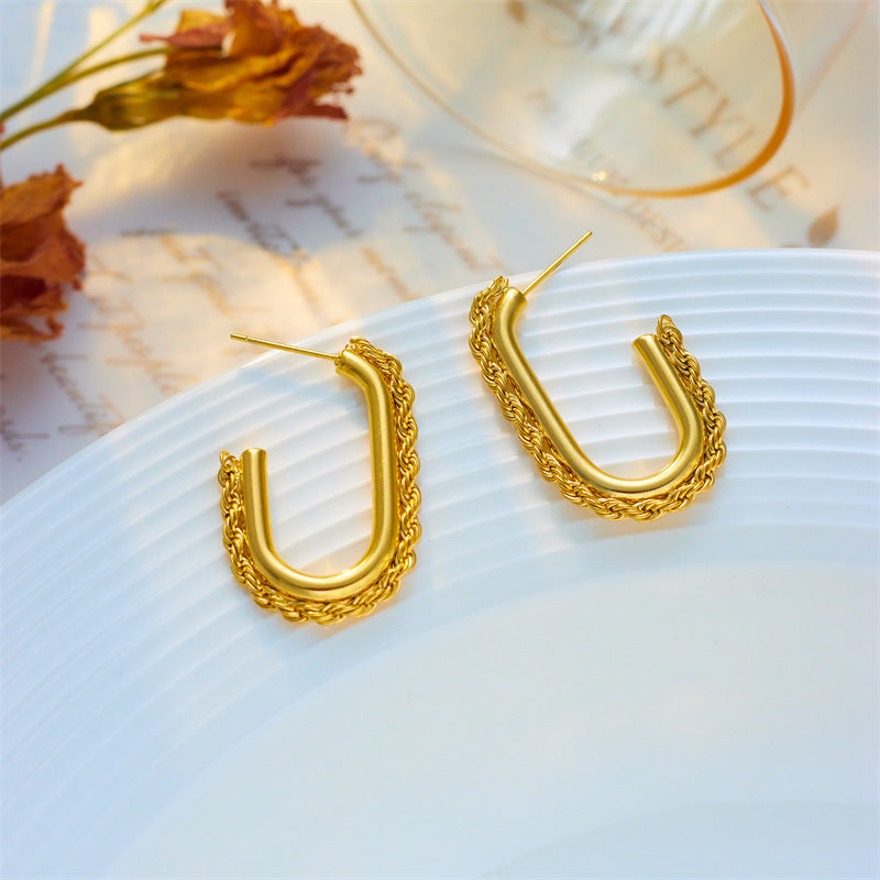 Wholesale Cool Style Metal Twist Titanium Steel Earrings ACC-ES-QianYue003