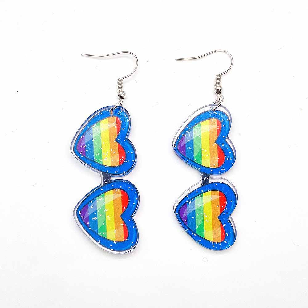 Wholesale LGBT Heart Shaped Glasses Acrylic Earrings ACC-ES-CY018