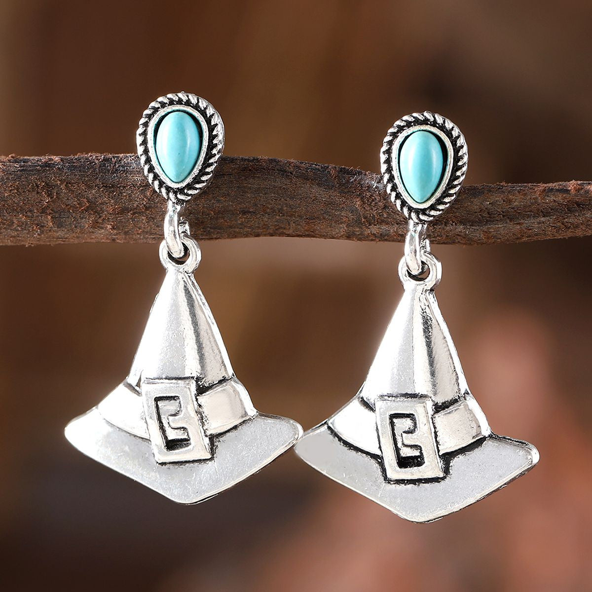 Wholesale Zinc Alloy Electroplated Retro Western Geometric Pendant Earrings Fashion Accessory