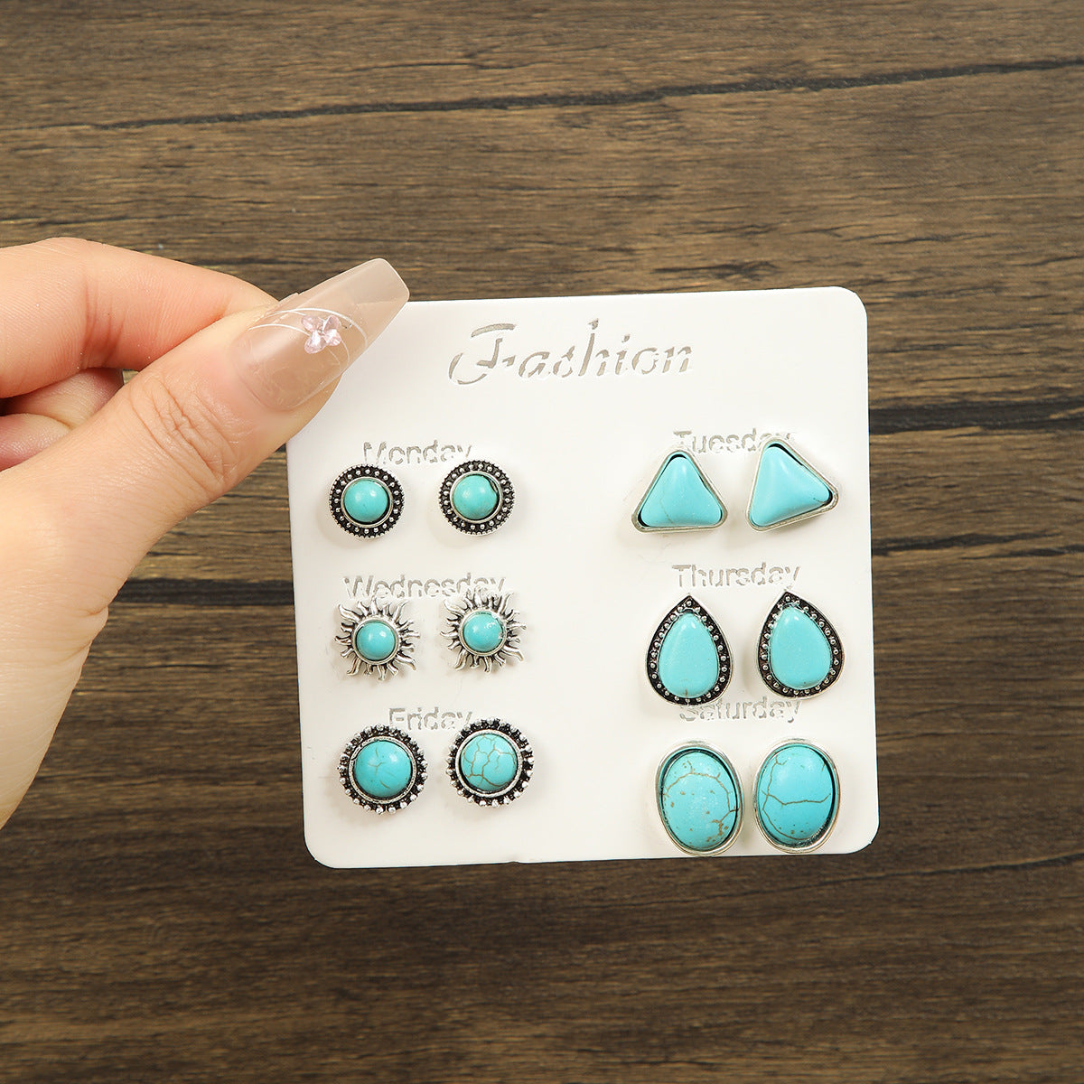 Wholesale geometric alloy multi-piece set earrings
