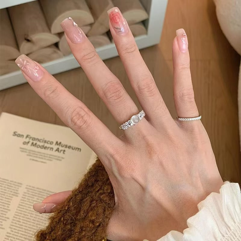 Wholesale New Chinese Style Imitation Moonstone Ring For Women Geometric Adjustable Fashion Jewelry Accessory Chic Gift For Everyday Wear