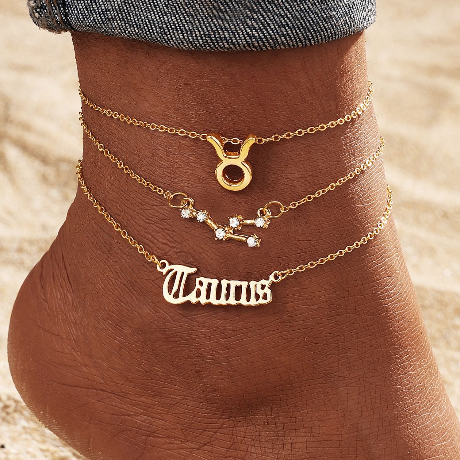 Wholesale 12-constellation alloy anklet r 12-star gold diamond-encrusted anklet