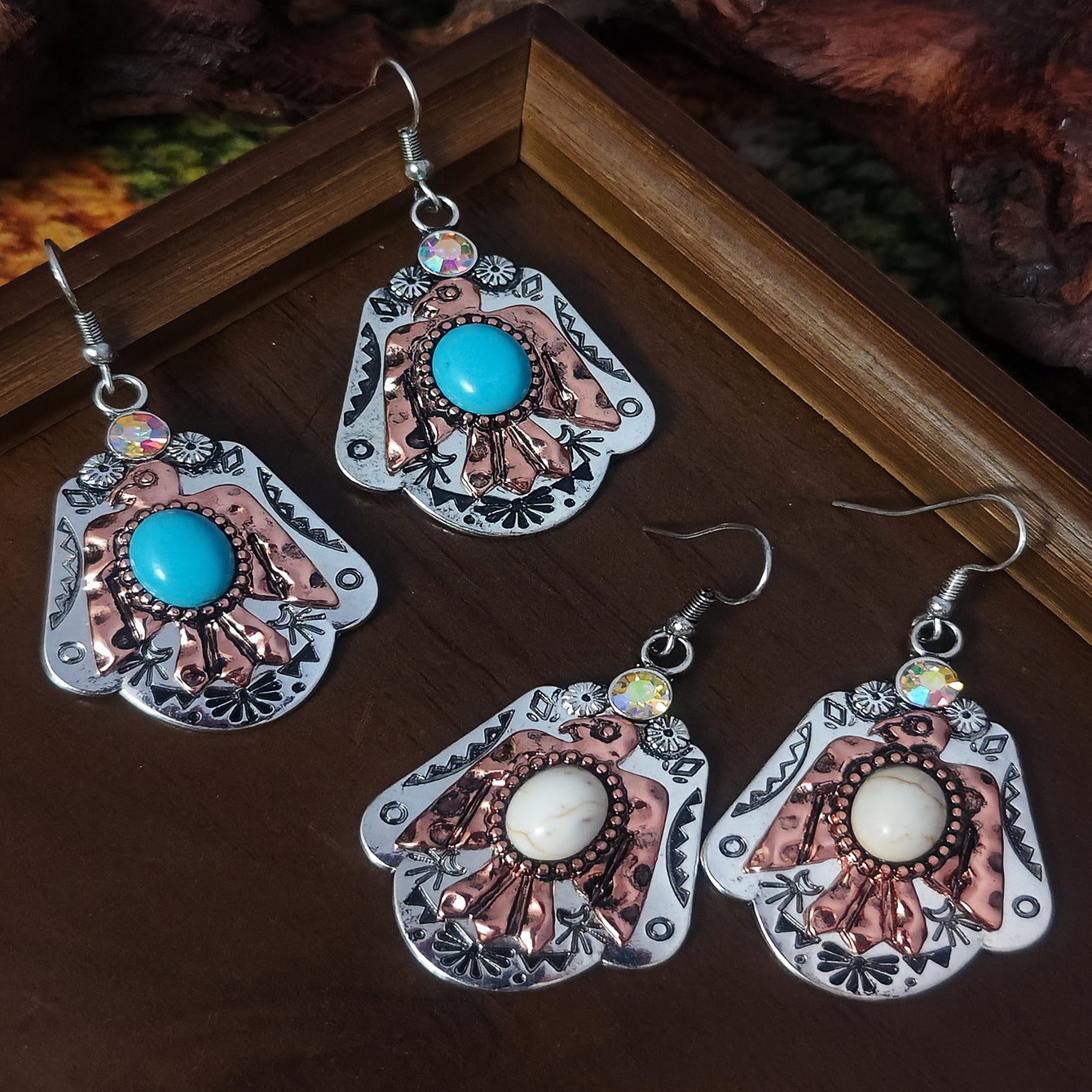 Wholesale Zinc Alloy Vintage Bohemian Turquoise Bird Dangle Earrings For Women Everyday Wear