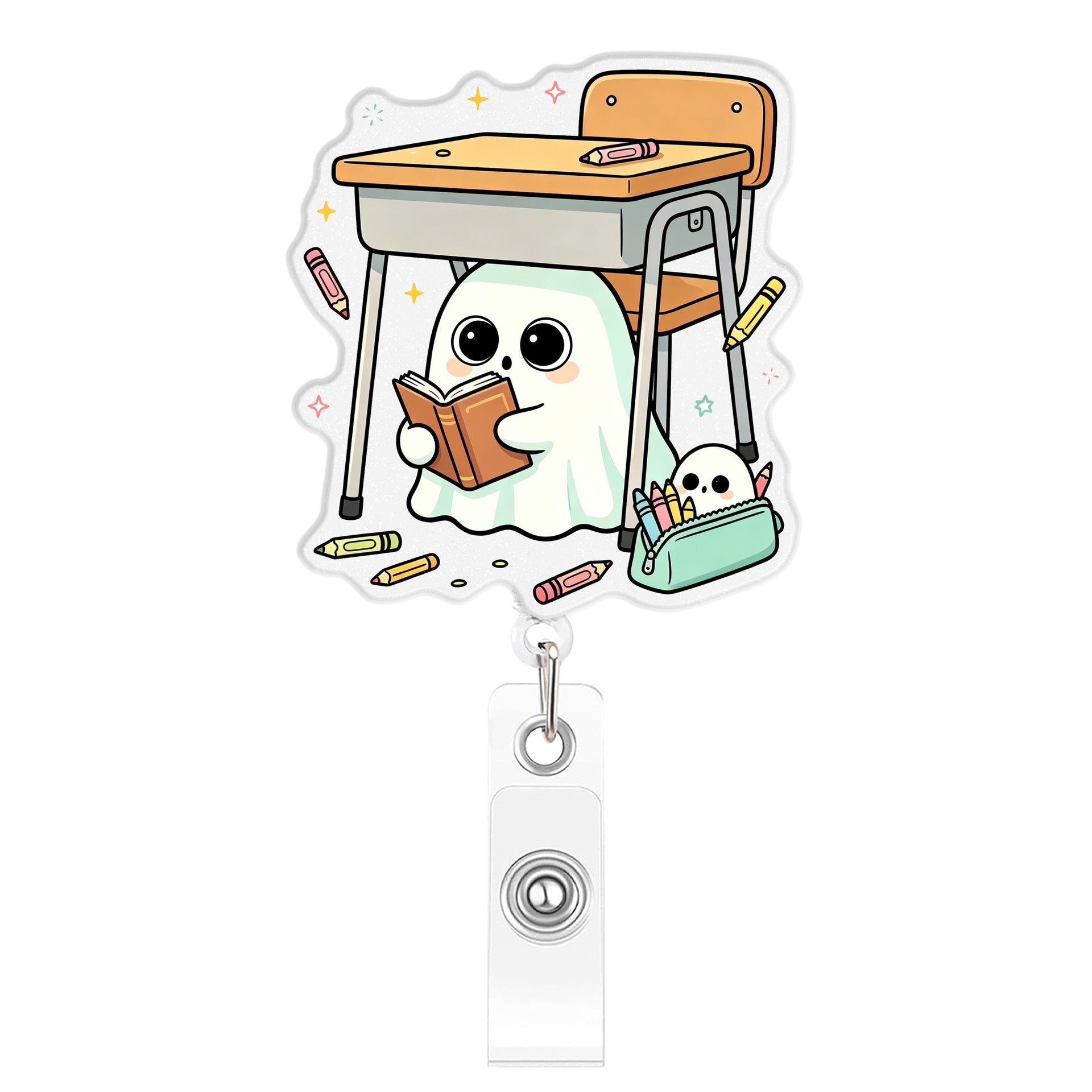 Wholesale Trendy BOO Campus Back To School Retractable Badge Clip Plastic Student ID Holder