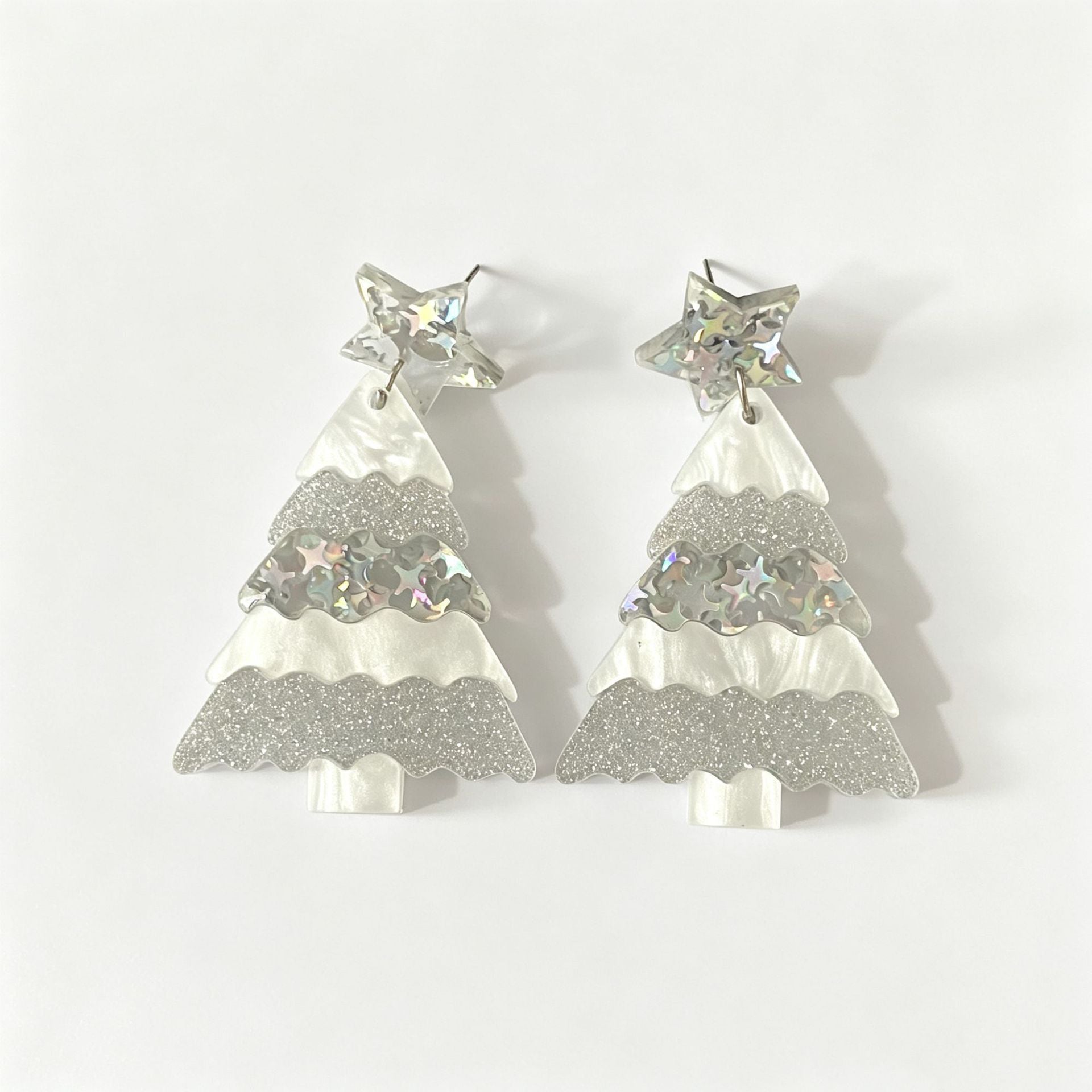 Wholesale Acrylic Christmas Earrings Geometric Sequins Star Tree Pink Jewelry Gift Boutique