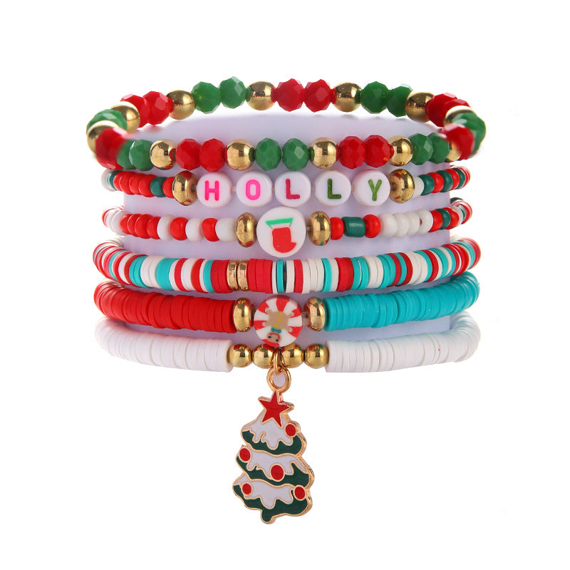 Wholesale Christmas Snowflake Soft Ceramic Rice Beads Bracelet ACC-BT-Zhey009