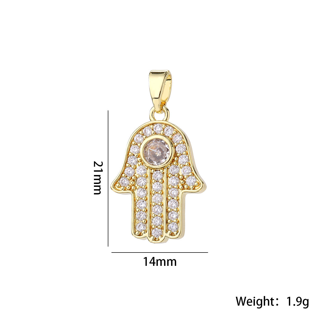 Wholesale Gold Tone Evil Eye Hamsa Hand Pendant Micro Zircon DIY Necklace Charm For Jewelry Making Boutique Resale