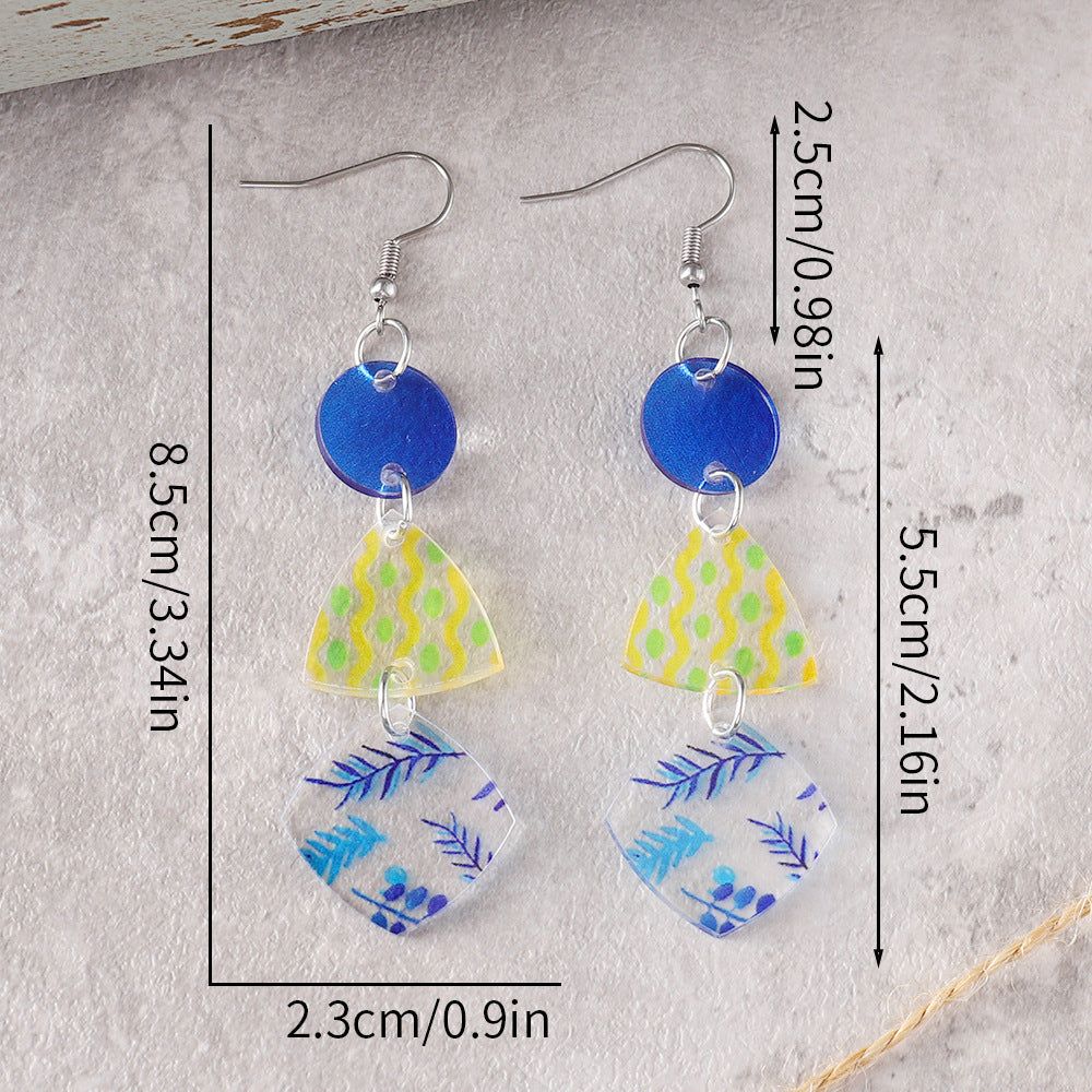 Wholesale Bohemian Wave Dot Leaf Flower Geometric Tassel Acrylic Earrings