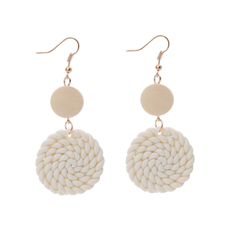 Wholesale Soft Clay Earrings Creative Artistic Woven Geometric Vintage Round Earrings