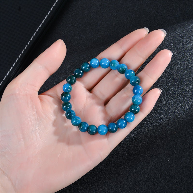 Wholesale Natural Stone Apatite Sunstone Elastic Bracelet Handmade Round Bead Jewelry Accessory Unisex Casual Gift Boutique Resale