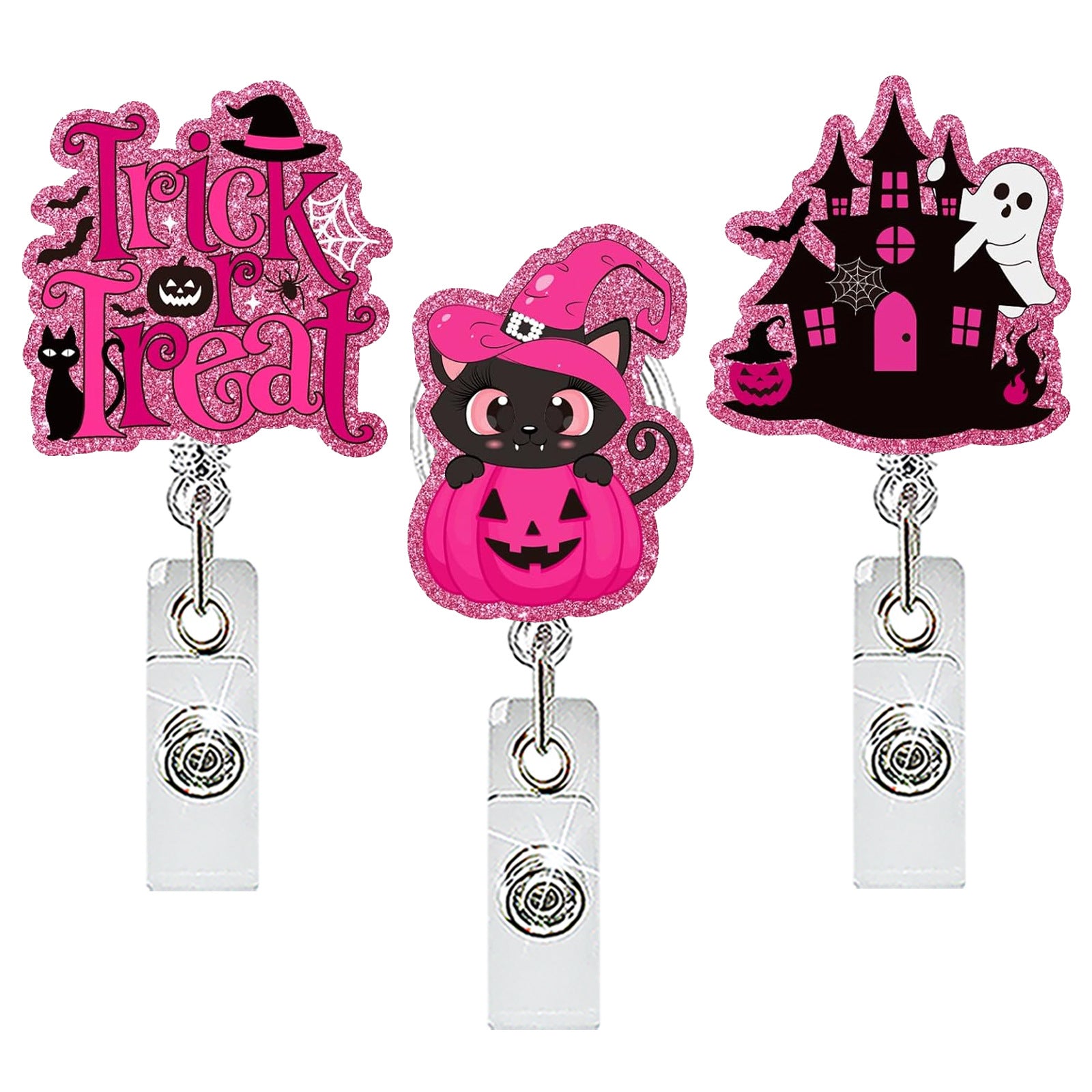 Wholesale  Ghost Pumpkin Acrylic Badge Reel Retractable ID Holder Fashion Accessory Gift