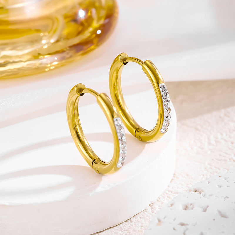 Wholesale 18K gold-plated copper earrings set with zircon