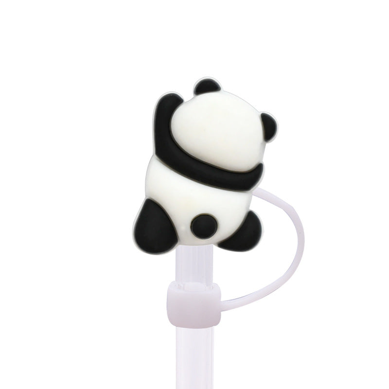 Wholesale Random 100pcs Cute Panda Straw Cover 10MM Straw Tube Cap