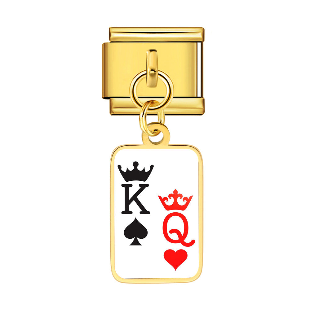 Wholesale Trendy Playing Card Pendant Stainless Steel Bracelet Fashion Accessory For Boutique Resale