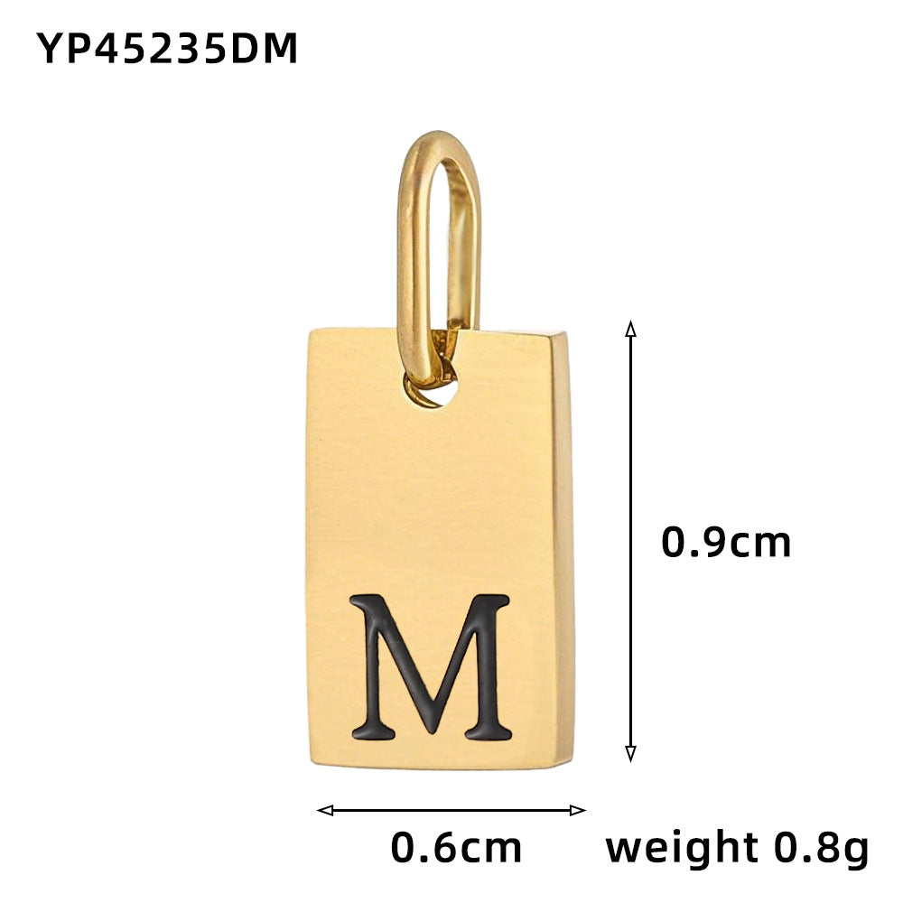 Wholesale 26 oil drops English letters stainless steel gold-plated DIY pendant
