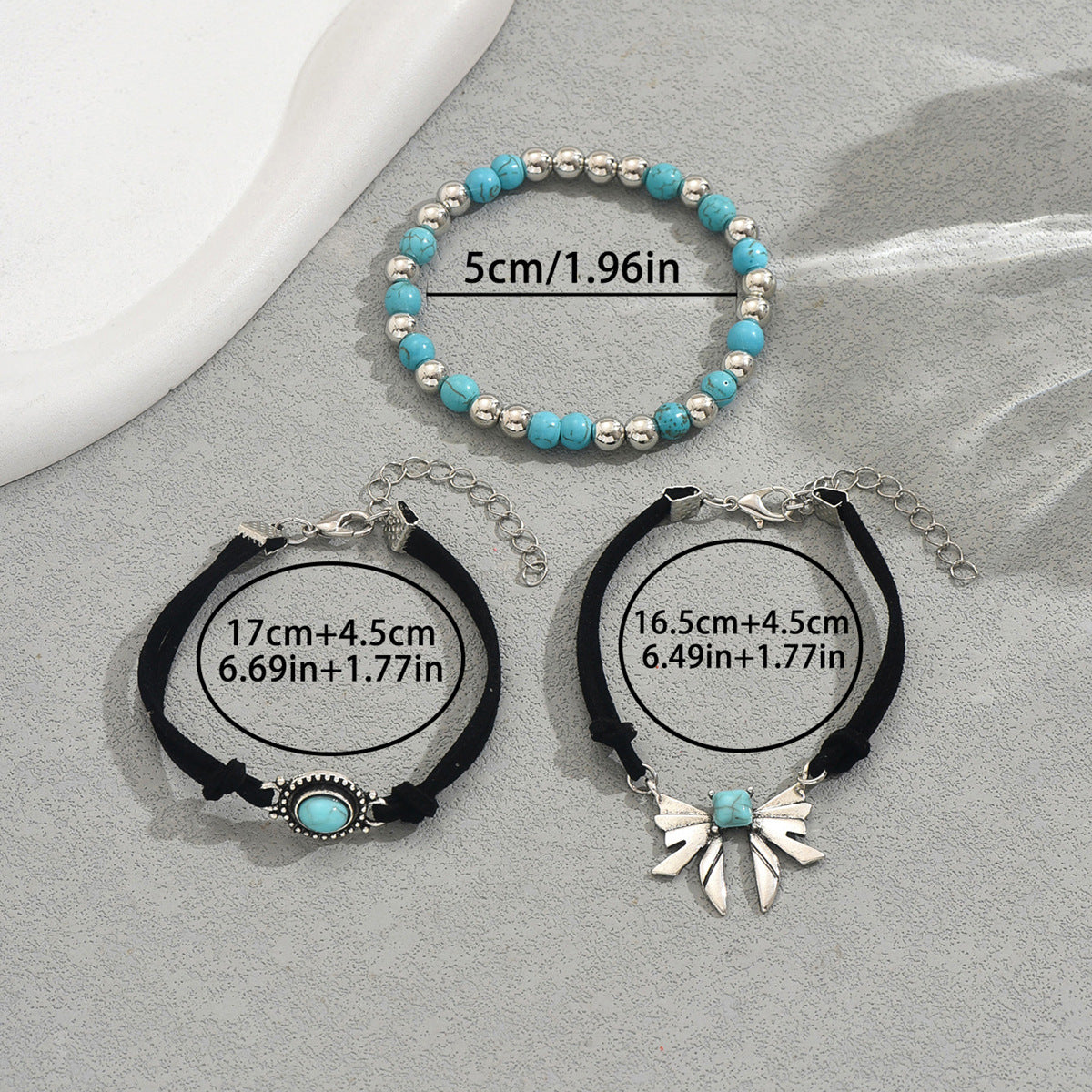 Wholesale Retro Women' s Bracelet Set Geometric Butterfly Turquoise Design Bracelet