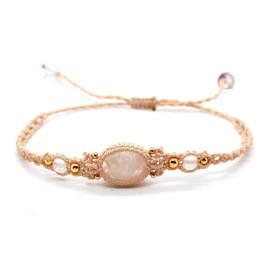 Wholesale Stylish Amethyst Oval Braided Stretch Bracelet For Women Adjustable Everyday Jewelry Accessory Ideal For Boutique Resale