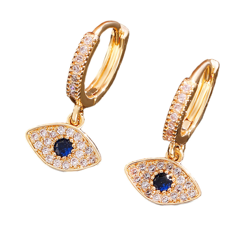 Wholesale Copper Evil Eye Zircon Earrings Trendy Fashion Accessory Boutique Resale