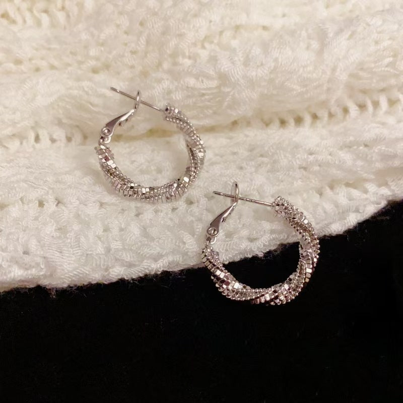 Wholesale Metal S925 Silver Needle Twist Earrings