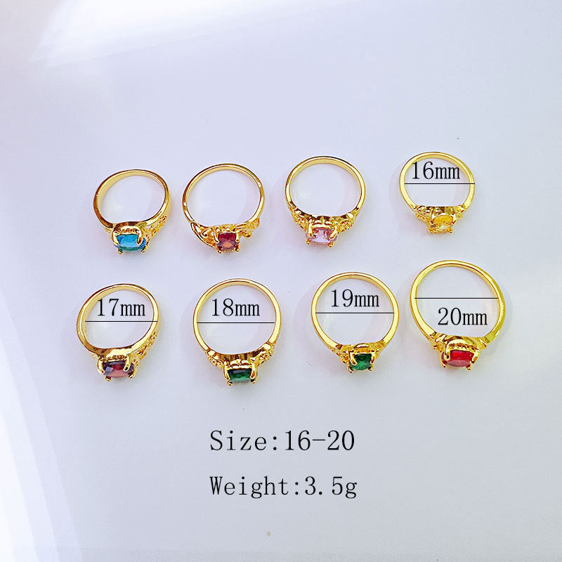 Wholesale Classic 4-Claw Crystal Zircon Ring Alloy Electroplated Gold Fashion Jewelry Accessory