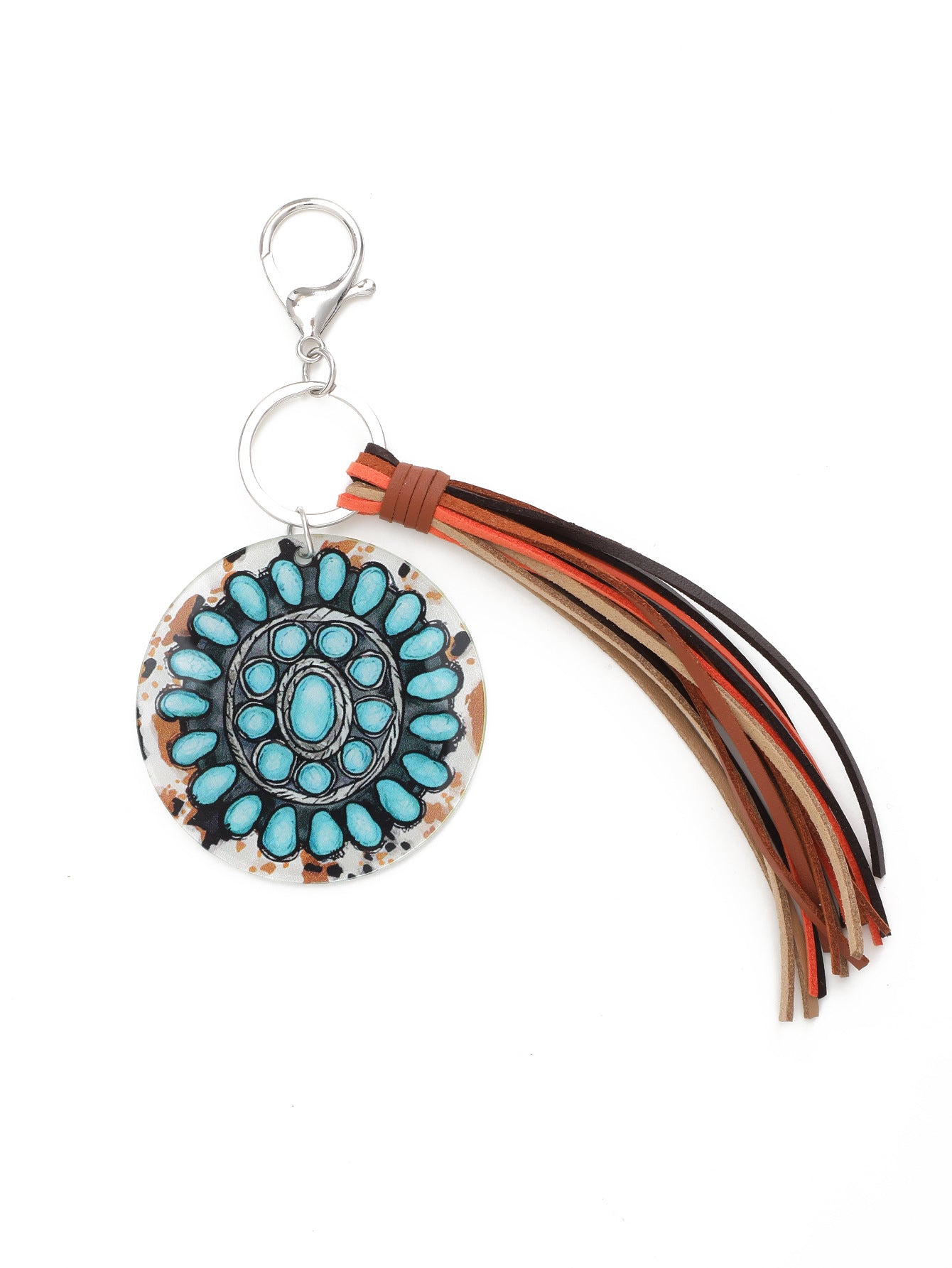 Wholesale Western Style Cactus Sunflower Bull Head Disc Acrylic Keychain ACC-KC-YTian021