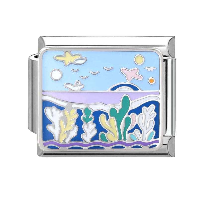 Wholesale 9mm Italian Charm Starter Bracelets DIY Marine Series Stainless Steel Composable Bracelet