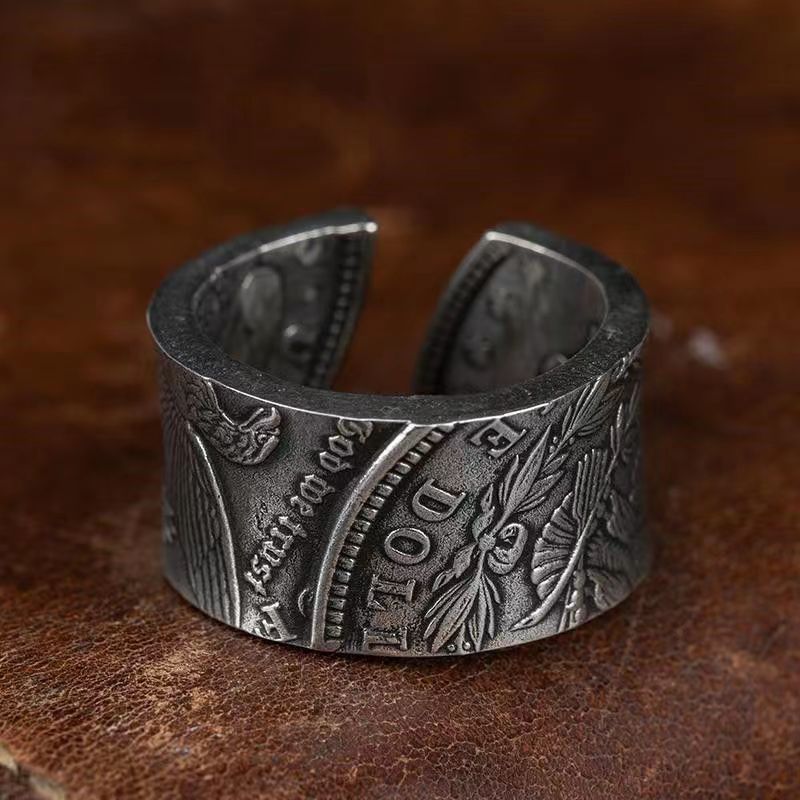 Wholesale Morgan Coin Transformation Ring Men's Personality Retro Open Ring