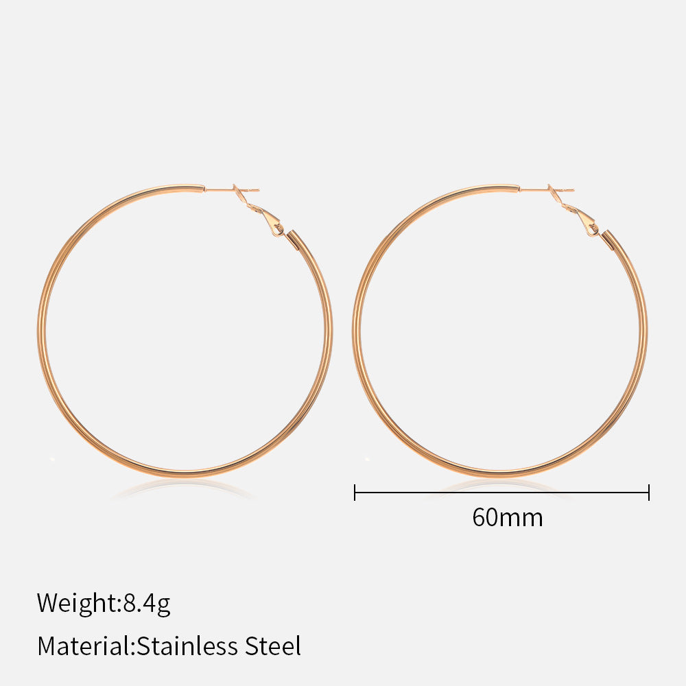 Wholesale  Popular 30/40/50/60mm Stainless Steel Round Earrings