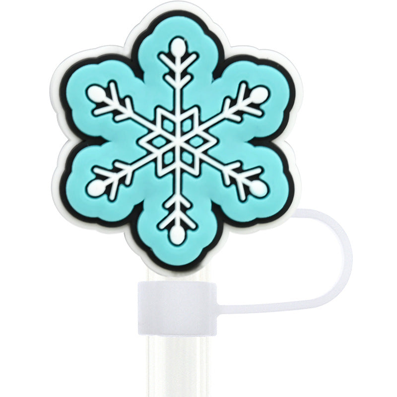 Wholesale Random 100pcs Winter Series 10mm PVC Soft Straw Tube Cap ACC-SCR-RYY081