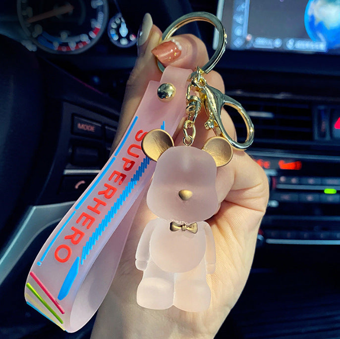 Wholesale Cartoon Crystal Bow Tie Bear PVC Soft Glue Keychains Creative Keychain ACC-KC-XinShu005
