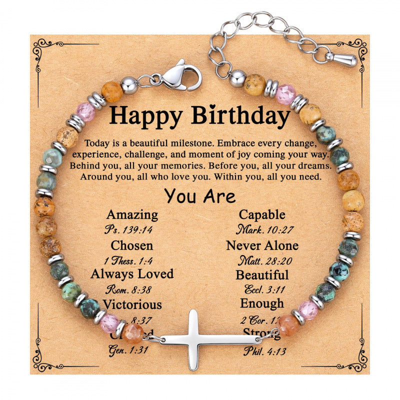 Wholesale Shoushan Stone Cross Bracelet Birthday Gift Women' s Fashion Jewelry Accessory