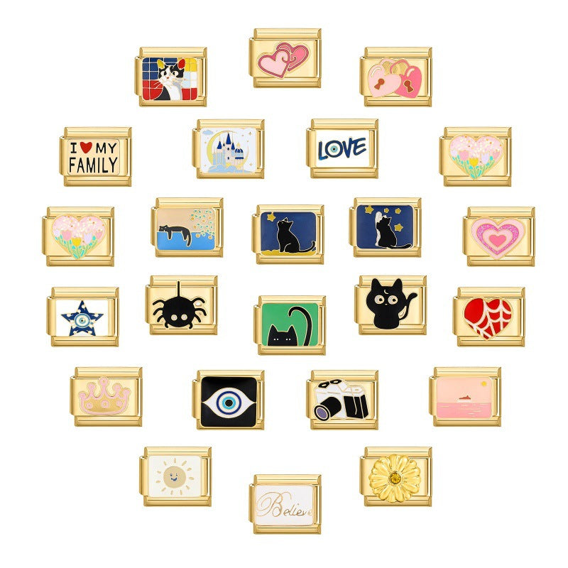 Wholesale Italian Charm Bracelet 9mm DIY Splicing Cute Creative Pendant Stainless Steel Composable Bracelet