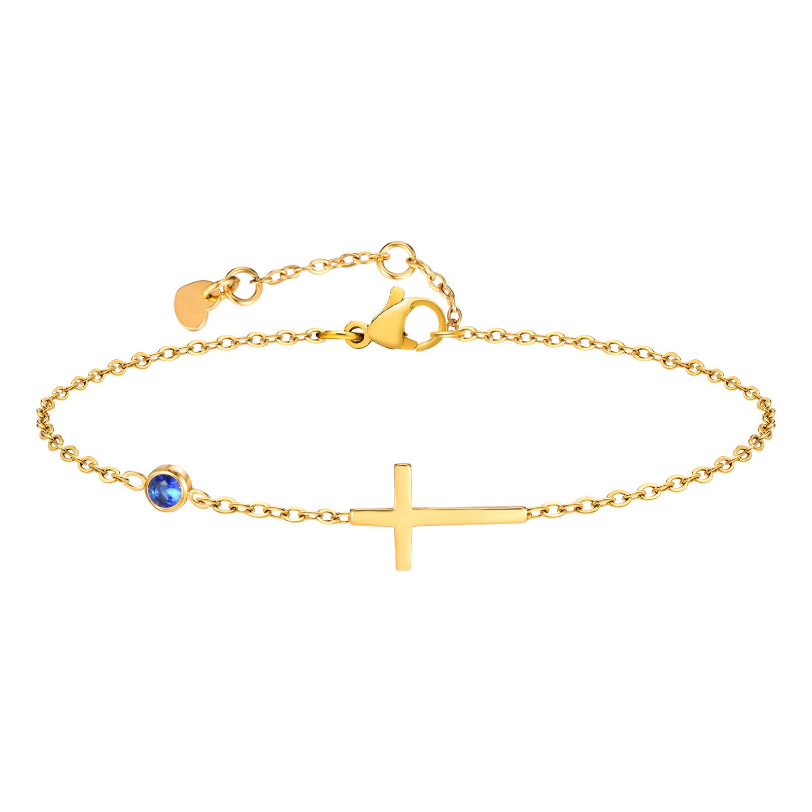 Wholesale Stainless Steel Gold Cross Birthstone Bracelet For Women Fashion Jewelry Accessory For Everyday Wear