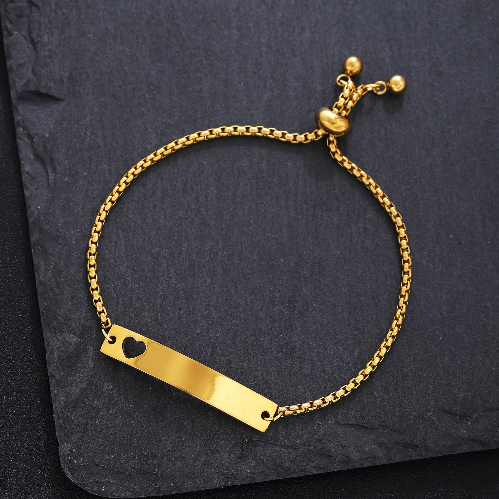 Wholesale  stainless steel curved brand mirror hollow sun and moon butterfly love adjustable lettering bracelet