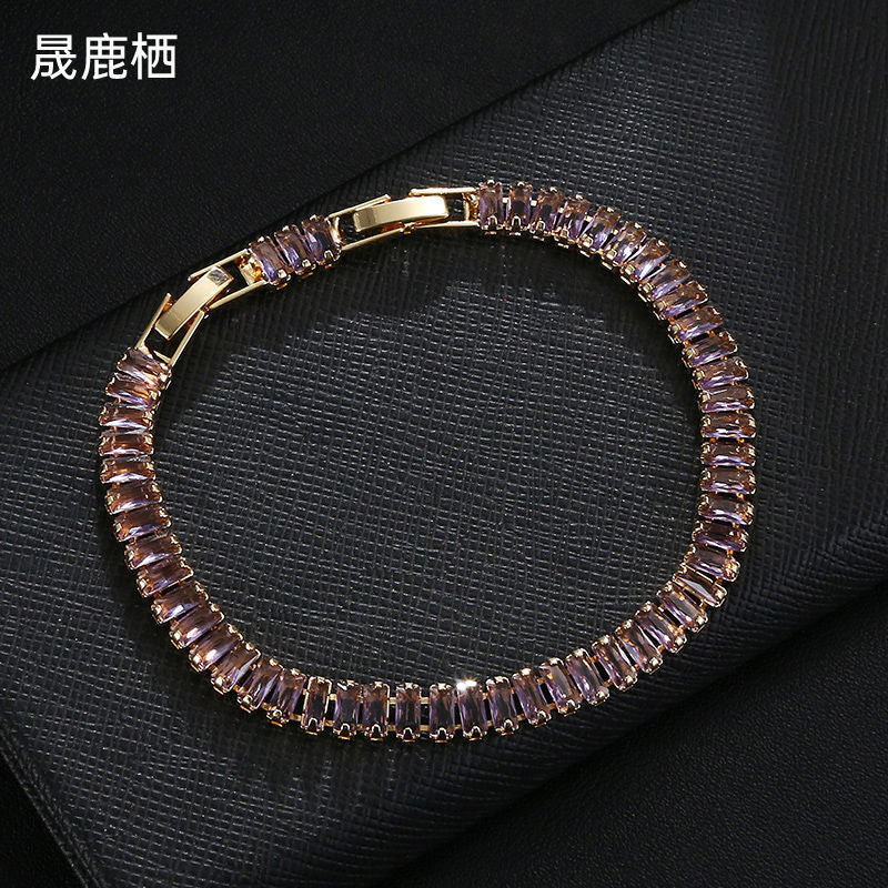 Wholesale Colorful Zircon Full Diamond Claw Chain Colorful Rice Beads Bracelet ACC-BT-Jiay003
