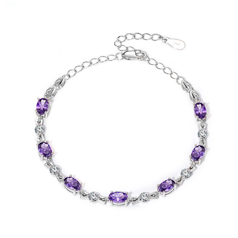 Wholesale 925 Silver Amethyst Bracelet
