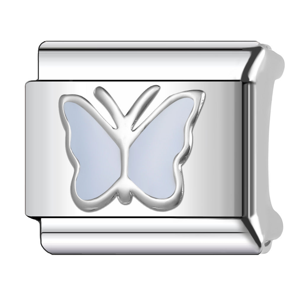 Wholesale Italian Charm Bracelet 9mm DIY Splicing Butterfly Stainless Steel Composable Bracelet