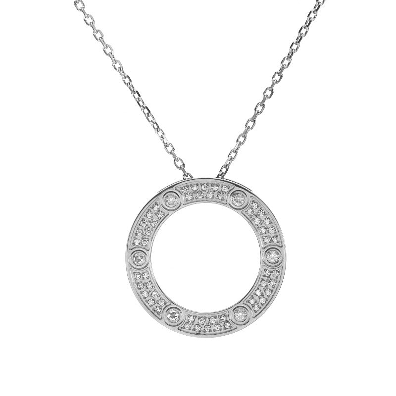 Wholesale Rose Gold Single-Ring Big Disc Screw Detail Clavicle Necklace