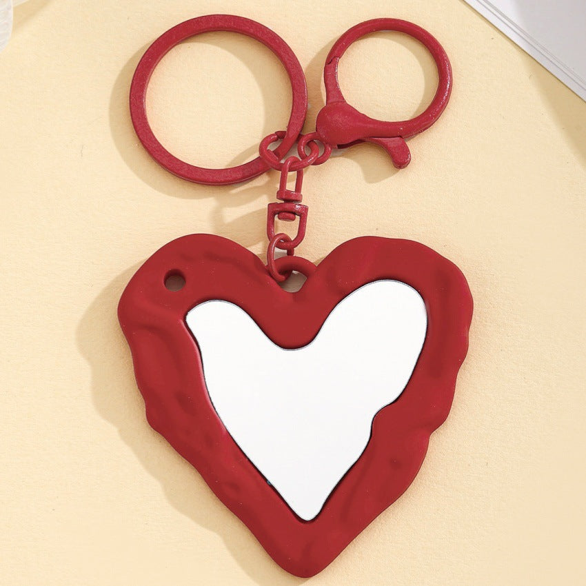 Wholesale sweet and cool acrylic heart mirror keychain pendant