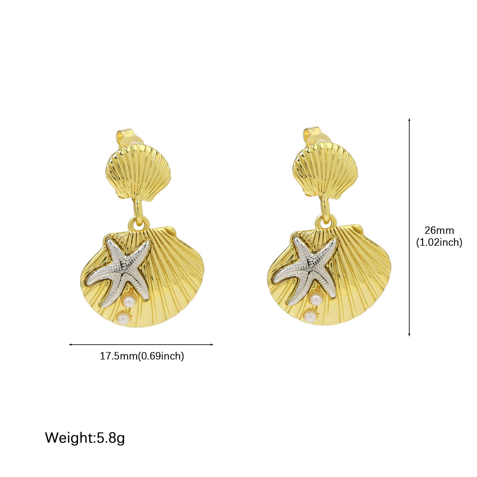 Wholesale Summer Ocean Beach Seashell Starfish Ladies'  High-End Earrings