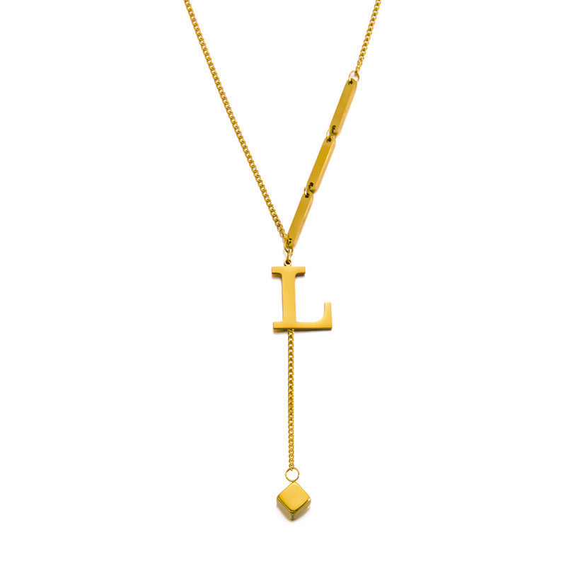 Wholesale square titanium steel letter necklace