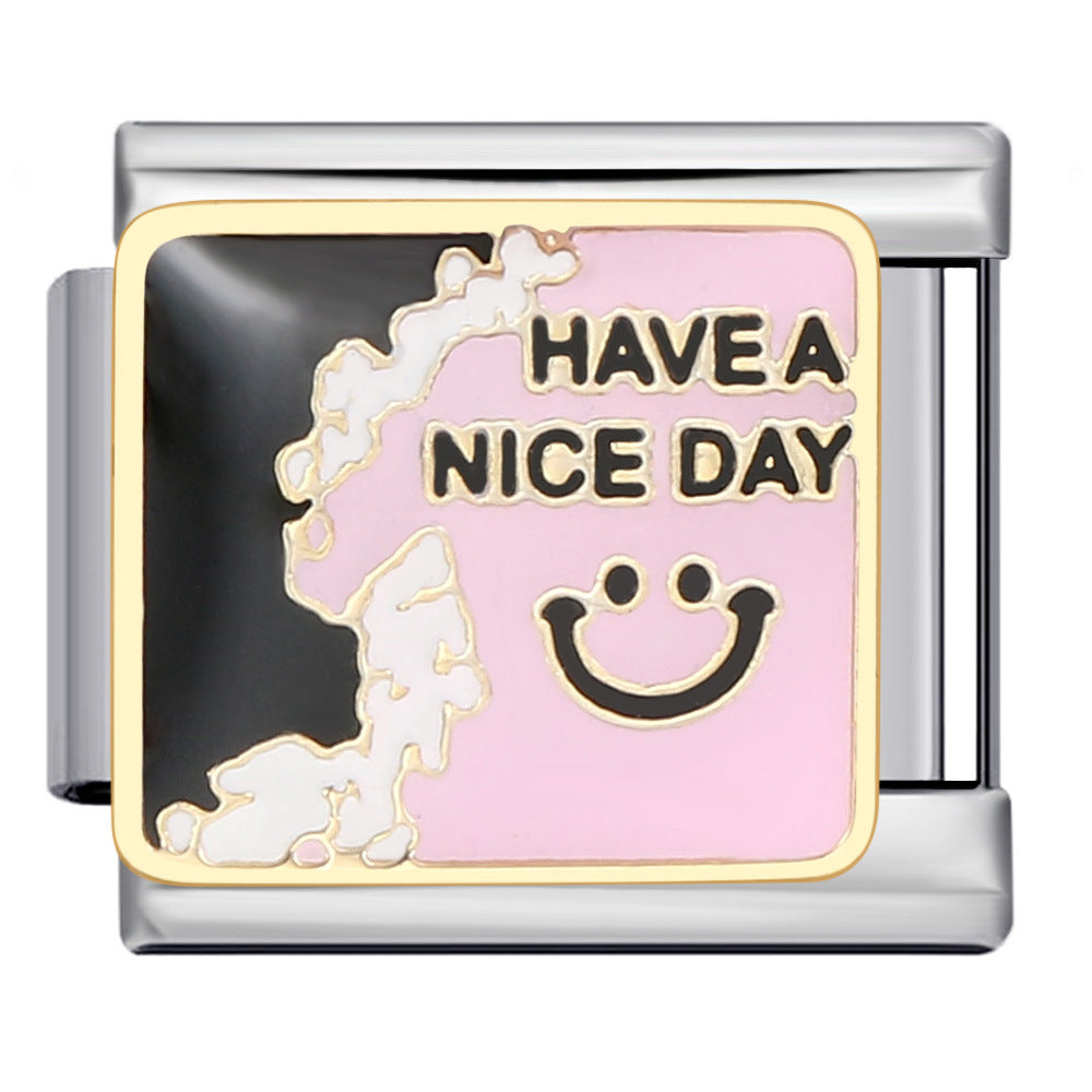 Bracciale modulo italiano all'ingrosso Bracciale a goccia d'olio placcato oro con saldatura in acciaio al titanio fai da te