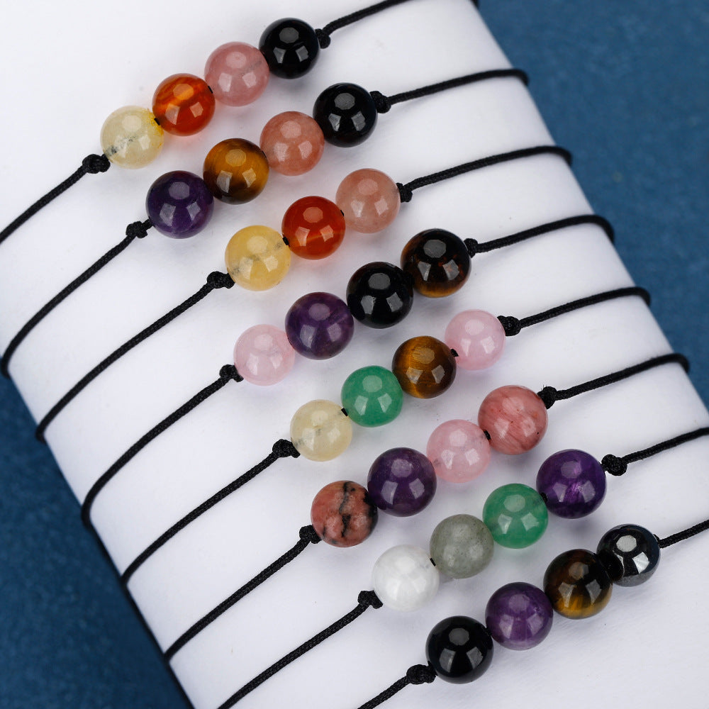Wholesale  Beaded Stone Bracelet  Tiger Eye Amethyst Combination Crystal Hand Rope