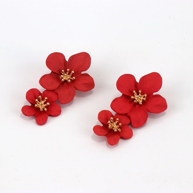 Wholesale Multicolor Double Flower Earrings