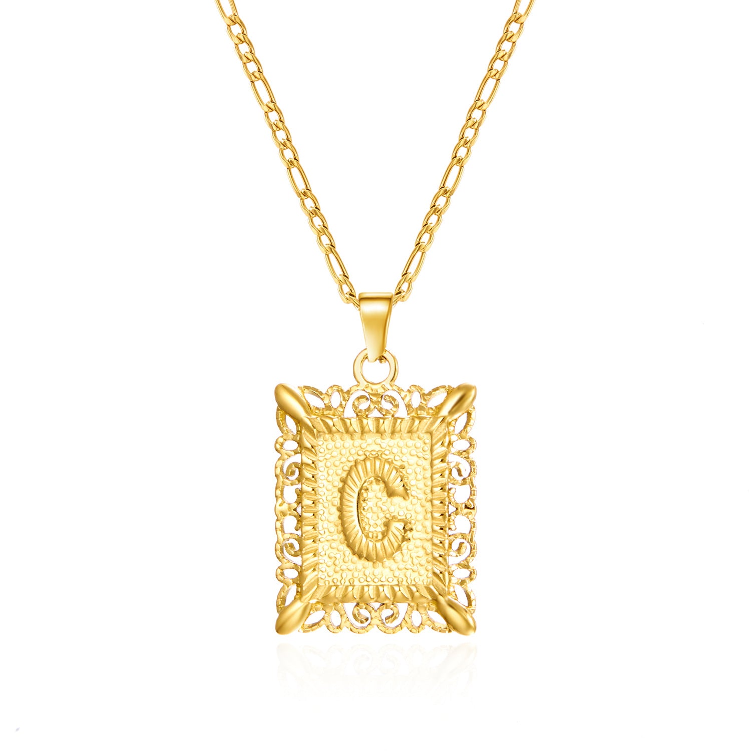 Wholesale letter necklace creative square stainless steel necklace