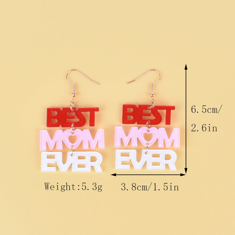 Wholesale  Mother's Day Earrings mom Pink Red Love Heart Love Earrings
