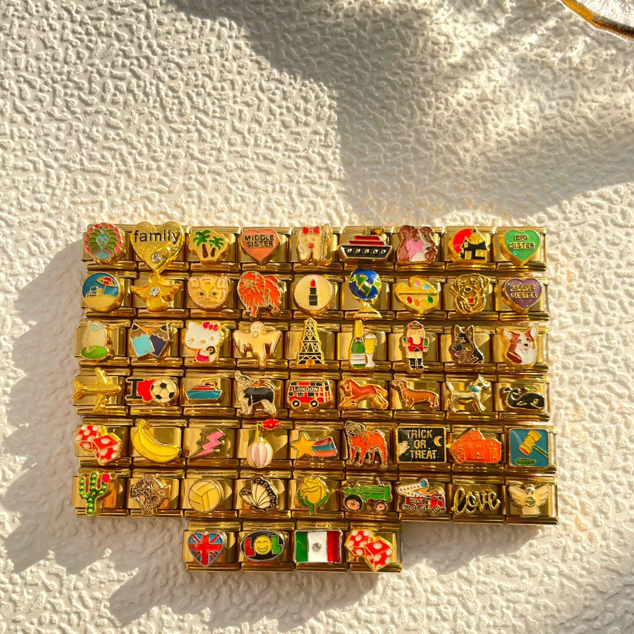 Wholesale 5pcs Italian Charm Bracelet 9mm DIY Splicing Gold Base Dice Series Stainless Steel Composable Bracelet