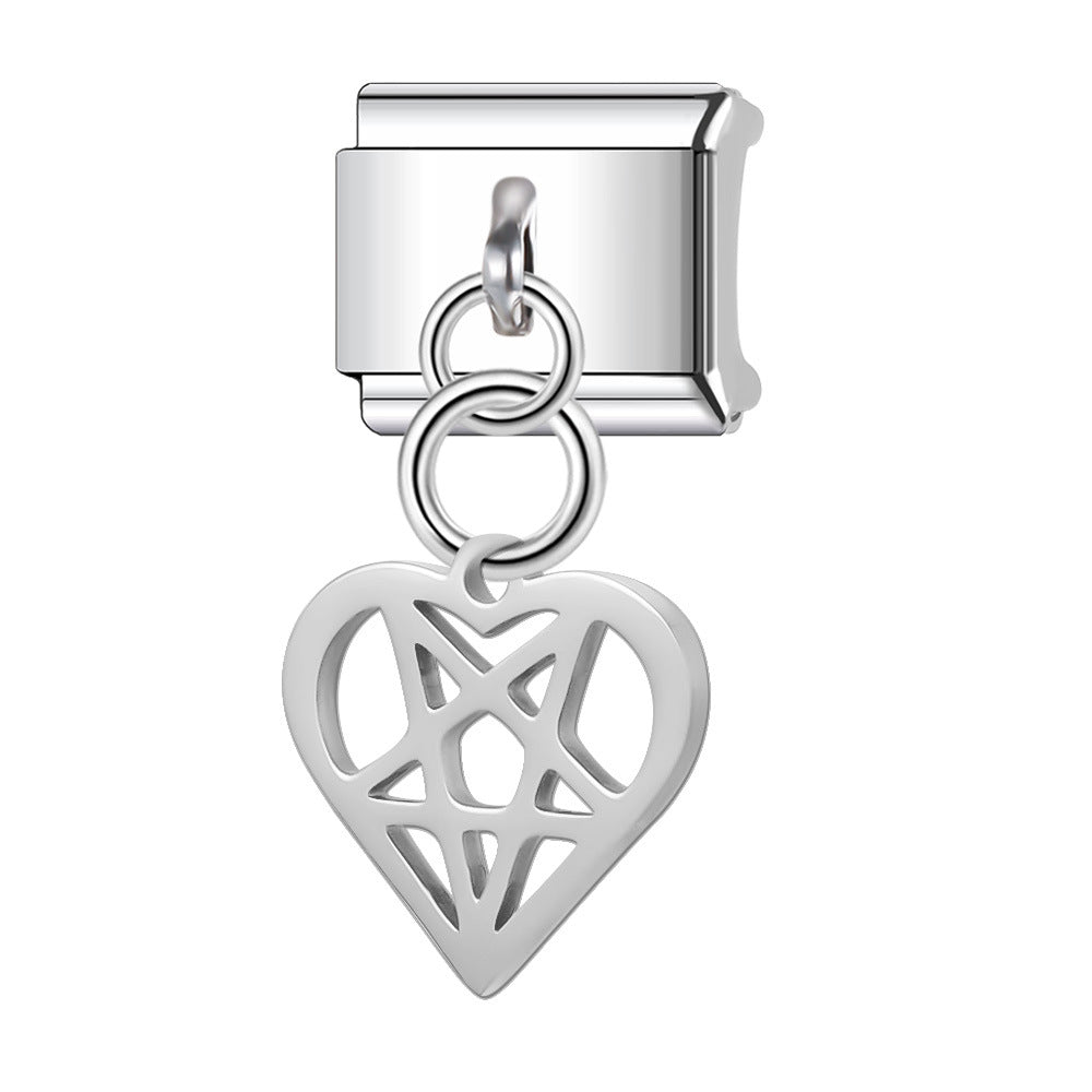 Wholesale Italian Charm Bracelet 9mm DIY Splicing Heart Series Stainless Steel Composable Bracelet